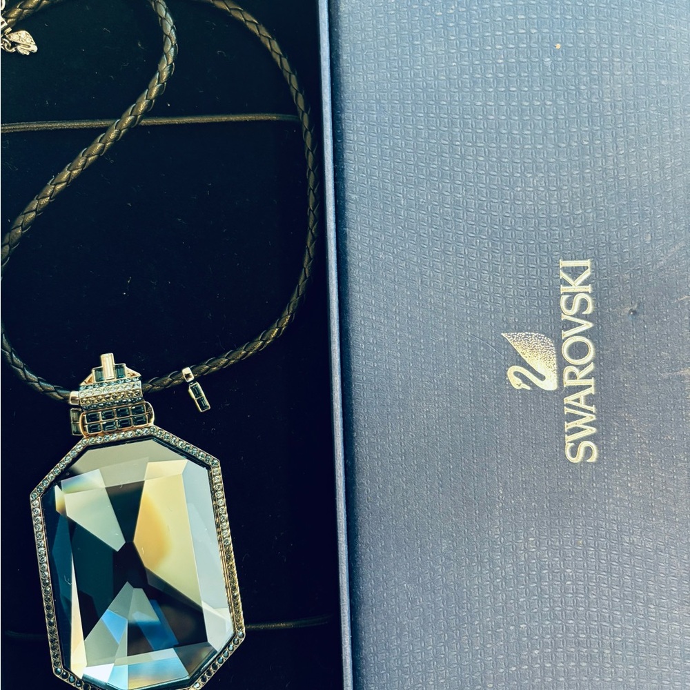 Swarovski Blue Geometric Crystal Pendant Necklace